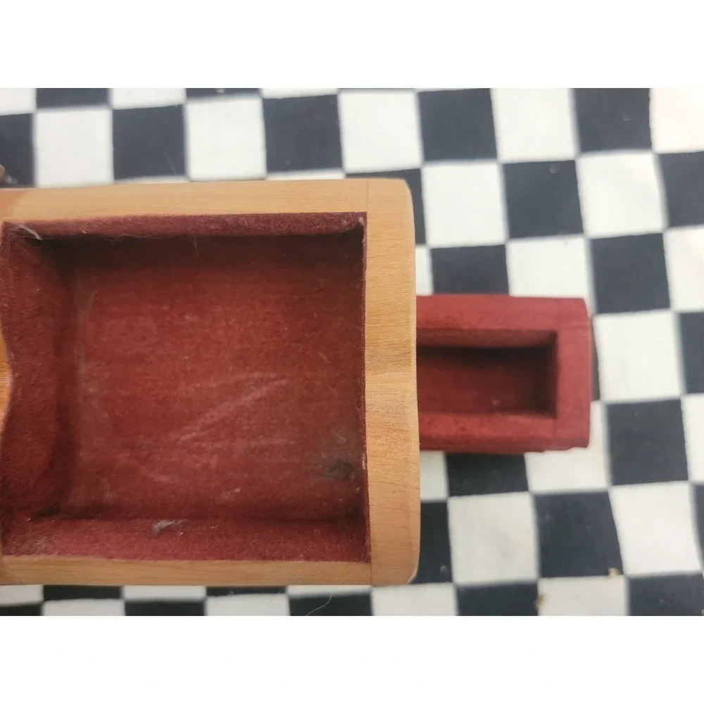 Hand-Carved Cedar Heart Secret Box •‎ Puzzle Drawer • Rustic Wood Trinket